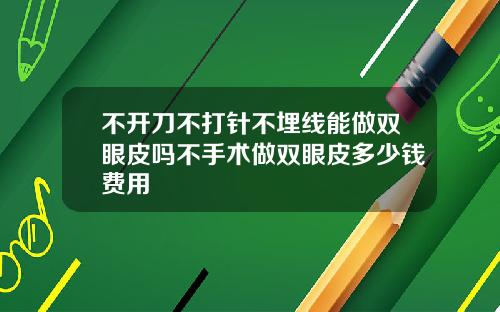 不开刀不打针不埋线能做双眼皮吗不手术做双眼皮多少钱费用