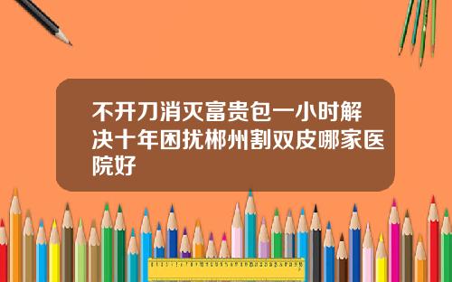 不开刀消灭富贵包一小时解决十年困扰郴州割双皮哪家医院好