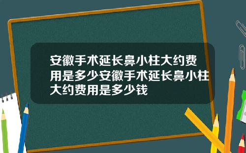 安徽手术延长鼻小柱大约费用是多少安徽手术延长鼻小柱大约费用是多少钱