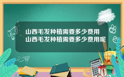 山西毛发种植需要多少费用山西毛发种植需要多少费用呢