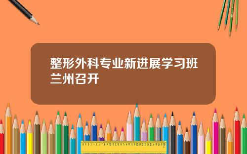 整形外科专业新进展学习班兰州召开