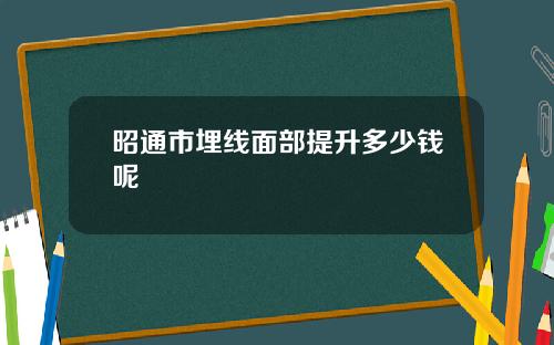 昭通市埋线面部提升多少钱呢
