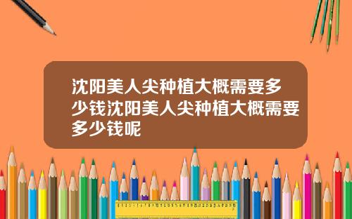 沈阳美人尖种植大概需要多少钱沈阳美人尖种植大概需要多少钱呢