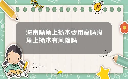 海南嘴角上扬术费用高吗嘴角上扬术有风险吗
