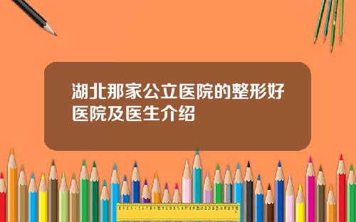 湖北那家公立医院的整形好医院及医生介绍
