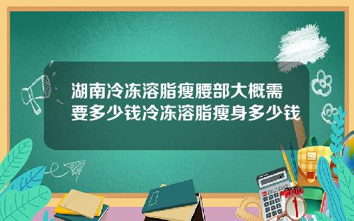 湖南冷冻溶脂瘦腰部大概需要多少钱冷冻溶脂瘦身多少钱
