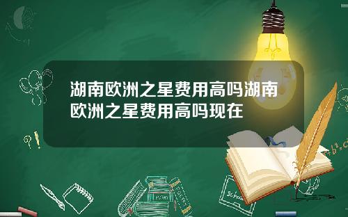 湖南欧洲之星费用高吗湖南欧洲之星费用高吗现在