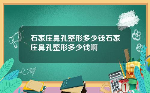 石家庄鼻孔整形多少钱石家庄鼻孔整形多少钱啊