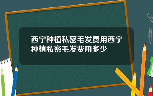 西宁种植私密毛发费用西宁种植私密毛发费用多少