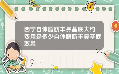 西宁自体脂肪丰鼻基底大约费用是多少自体脂肪丰鼻基底效果