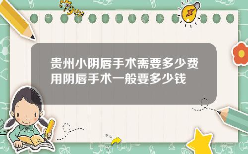 贵州小阴唇手术需要多少费用阴唇手术一般要多少钱