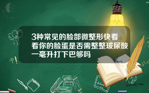 3种常见的脸部微整形快看看你的脸蛋是否需整整玻尿酸一毫升打下巴够吗