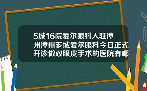 5城16院爱尔眼科入驻漳州漳州芗城爱尔眼科今日正式开诊做双眼皮手术的医院有哪些